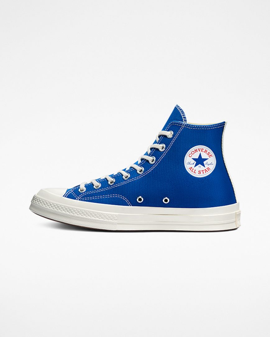 Tenis Converse x Comme des Garçons PLAY Chuck 70 Cano Alto Masculino Azuis Pretas | PT S071840